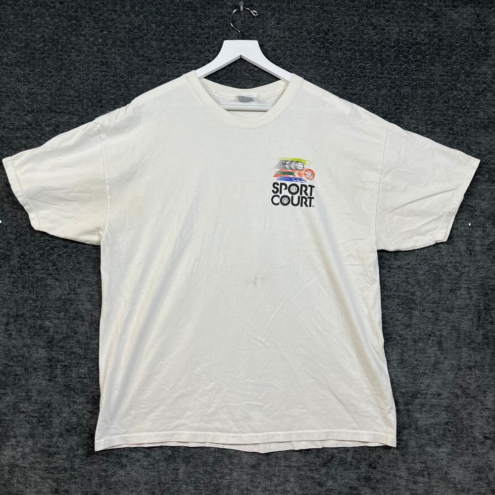 Port & Company Sport Court T-Shirt Men's White Graphic Short Sleeve Classic - XL